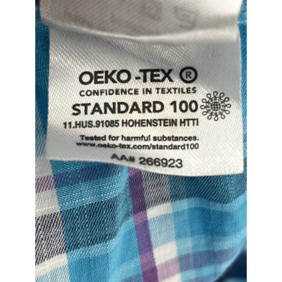 Lauren Ralph Lauren Plaid Button down 2XL Soft Stretch Fit‎ Blue Black label - Picture 8 of 8